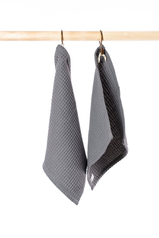 GREY Cotton waffle towels