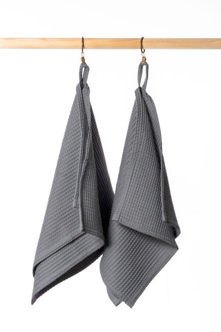 GREY Cotton waffle towels