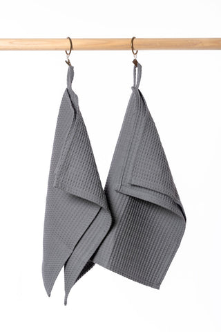 GREY Cotton waffle towels