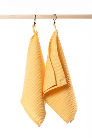 YELLOW Cotton waffle towels