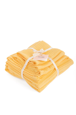 YELLOW Cotton waffle towels