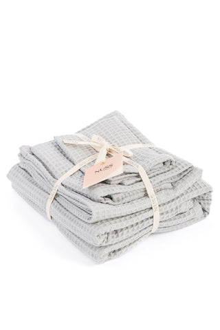 LIGHT GREY Cotton waffle towels