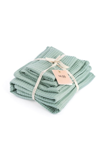 PEPPERMINT GREEN Cotton waffle towels