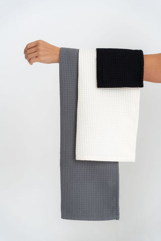 GREY Cotton waffle towels