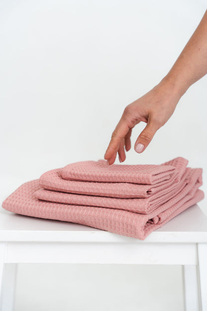 PEACH Cotton waffle towels