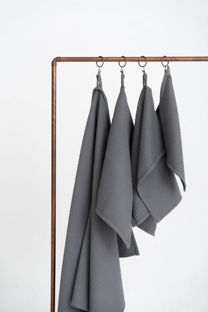 GRAY Cotton waffle towels