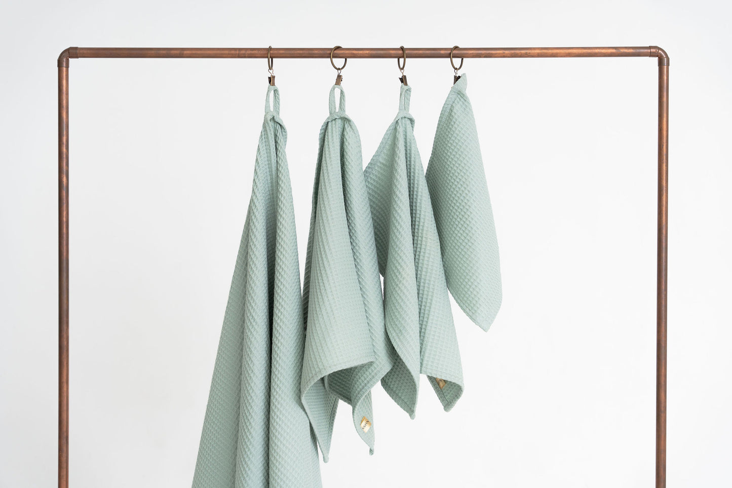 SAGE GREEN Cotton waffle towels