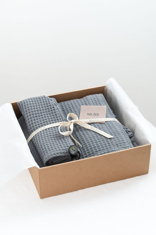Set - sauna wrap towel + hair towel (grey)