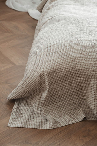 Lina–kokvilnas vafeļauduma gultas pārklājs