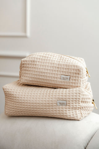 beige cosmetic pouch