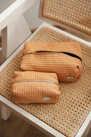 karameļu krāsas kosmētikas maki, divi izmēri mazs un liels