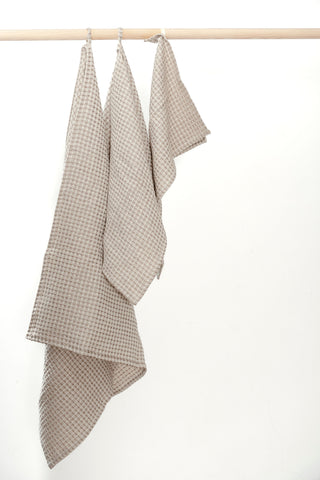 Beige and White linen waffle towel