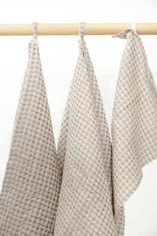 Beige and White linen waffle towel