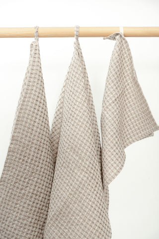 Beige and White linen waffle towel